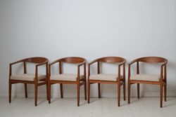 Four Scandinavian modern "Armchair S-96" by Eyjolfur K Augustsson for Snickeri AB HJ Jackson. This set of four chairs are from the 1960s