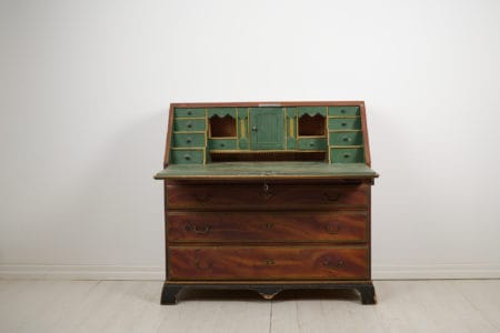 Swedish antique secretary bureau from the empire period. This secretary is a true survivor in completely original condition with untouched faux paint.