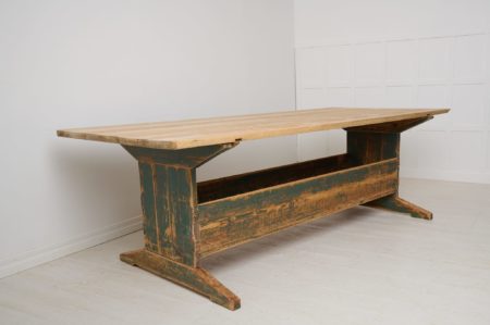 Large antique dining table from northern Sweden. The table is a genuine antique, country house furniture made by hand around 1850 in solid pine